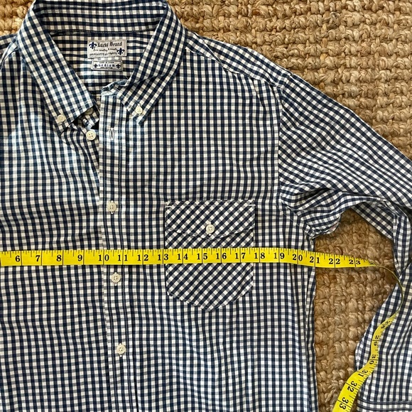 Lucky Brand M Blue White Check Button Down Shirt Too - Picture 8 of 9